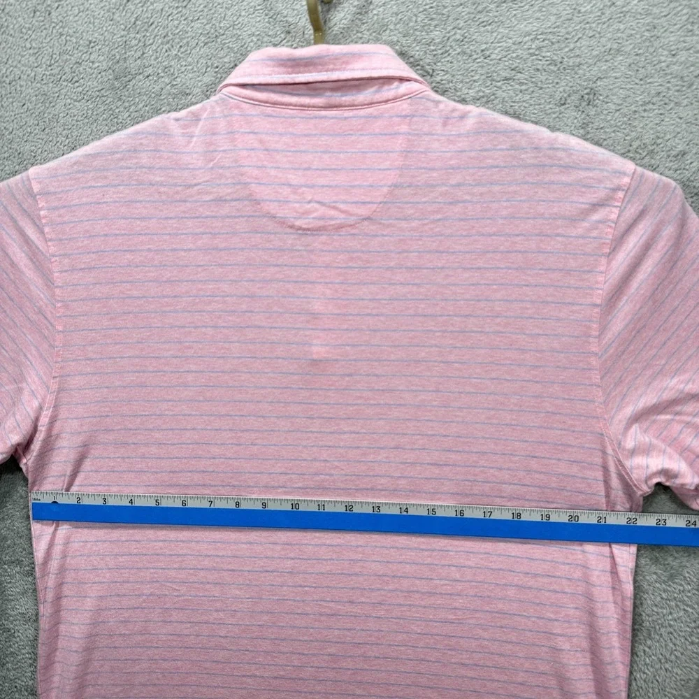 Peter Millar Polo Shirt Mens Large Pink Blue Crown Cool Striped Performance Golf - Picture 7 of 8